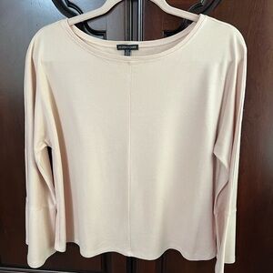 Eileen Fisher 3/4 Sleeve Scoop Neck Top in Blush